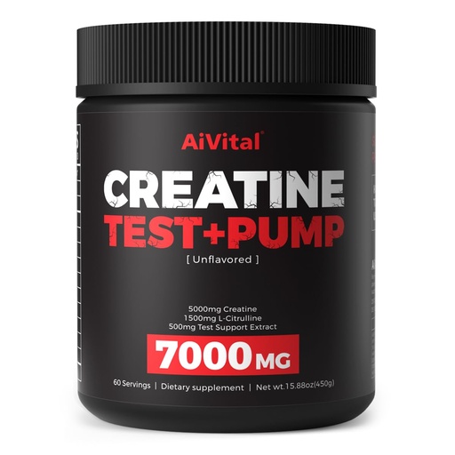 [BRSREGL5CQHQ2CLV] AiVital™ Creatine Powder for Men–5000mg Creatine Monohydrate with 1500mg L-Citrulline & 500mg Vitality Blend for Men–Strength, Performance,Muscle Pump&Recovery Support–Unflavored,60 Servings, 450g