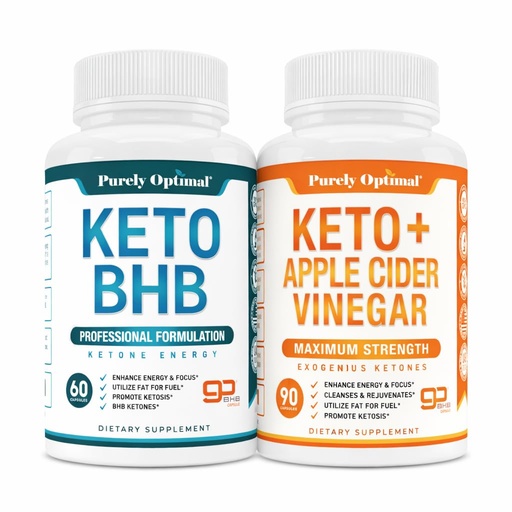 [BRSRGBQ2OIBGOE34] Purely Optimal Keto BHB + Keto BHB & Apple Cider Vinegar Capsules Bundle – Exogenous Ketones with Patented goBHB for Ketosis Support, Energy, Focus & Metabolism – 150 Capsules Total
