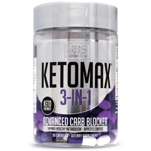 [BRSWGBATCQAWA3LL] NDS Nutrition Keto-Max Advanced 3-in-1 - Keto Pills for Fat Loss Support Carb Blocker Appetite Suppressant - White Kidney Bean, Chitosan, Raspberry Ketones, and Vanadium (90 Capsules)