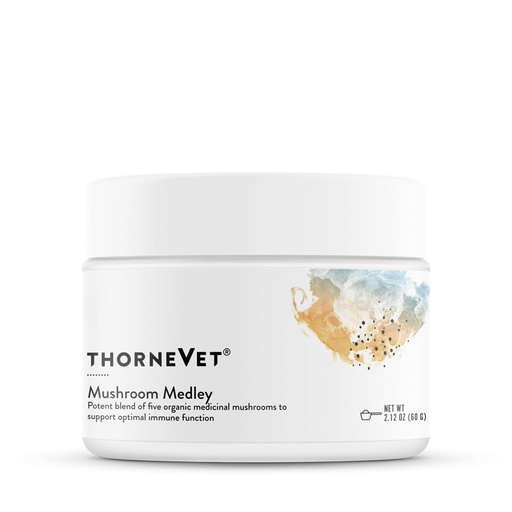 [BRSROFA2CN4BACL3] ThorneVet Mushroom Medley for Dogs - Immune System Support Plus Antioxidants - with Reishi, Turkey Tail, Cordyceps, Maitake, and Chaga Mushrooms - Support for Dogs Having Cancer Treatment - 120 Scoops