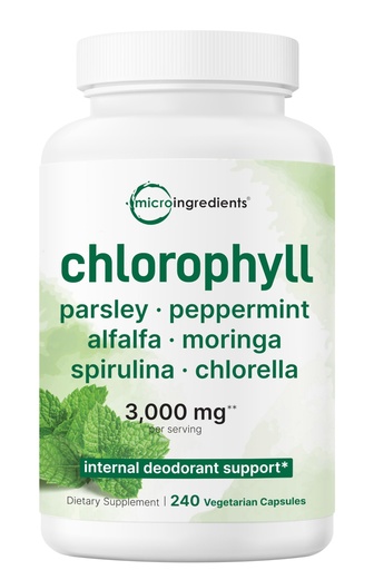 [BRSRACT5O4GWGH3L] Micro Ingredients Chlorophyll Super Greens Complex | 240 Veggie Capsules with Parsley, Moringa, Spirulina, Chlorella, & More | Gluten-Free, No Additives