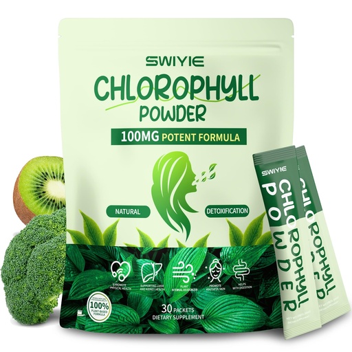 [BRSREGAEOUCQK336] Chlorophyll Powder – 100mg Liquid Clorofila for Drinking – Natural Herbal Detox Supplement – Supports Gut & Breath – Chlorophyll Water Formula – 10g x 30 Packets