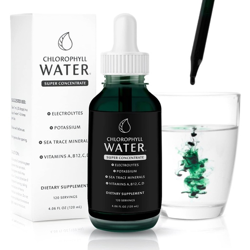 [BRSW2YL5CJ6AYFLF] Chlorophyll Water Drops - Liquid Chlorophyll Drops (12,000mg) for Natural Detox, Immune and Energy Support with Antioxidants, Electrolytes, Potassium, Sea Trace Minerals & Vitamins A, B12, C & D3