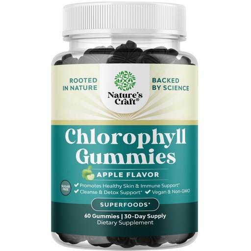 [BRSRABT5CJ6WYCTJ] Chlorophyll Gummies for Cleanse & Detox Support - Potent Internal Deodorizer Chloropyll Supplements for Body Odor Healthy Skin Immunity & Digestive Support - Vegan Non-GMO & Gluten Free - 60 Count