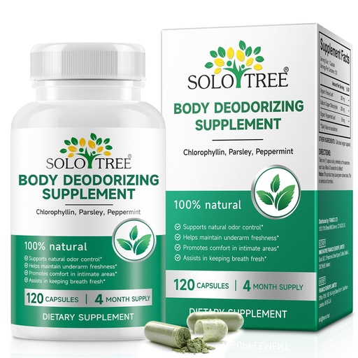 [BRSREBIQO4IRUGY7] Chlorophyll Capsules | Internal Body Deodorant Supplement for Men & Women | Natural Odor Control for for Body Odor, Fresh Breath,Immune Support,Vegan(120 Caps)
