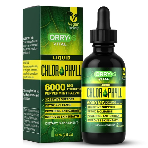 [BRSREFT7DMGQKYA6] Orry's Vital Organic Chlorophyll Liquid Drops 6000mg – Liquid Chlorophyll Supplement with Mint Flavor for Digestion, Energy & Skin - Vegan Internal Deodorant to Detox Full Body – 4 Months Supply
