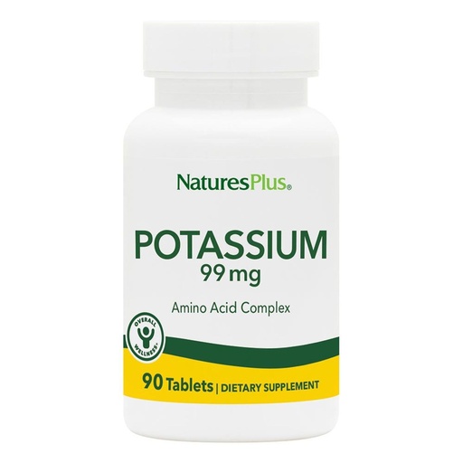 [BRSWIYQTPJ6B43TM] Nature’s Plus Potassium 99 mg - 90 Tablets - Supports Healthy Electrolyte Balance, Muscle and Nerve Function & Overall Well-Being - Gluten Free, Vegetarian - 90 Servings