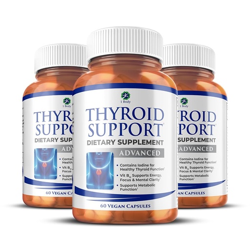 [BRSROYATCB7BO3A2] 1 Body Thyroid Support Supplement, 90-Day Supply, 3 Pack with B12, Iodine, Zinc, Selenium, Ashwagandha, Non-GMO Vegetarian Formula