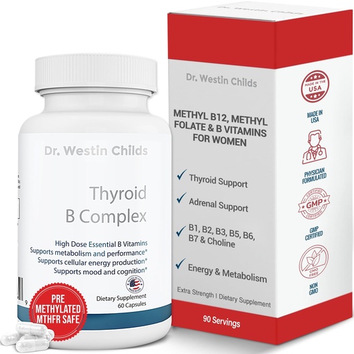 [BRSROCY7OYDQ2CDK] Dr. Westin Childs Thyroid B Complex - Vitamin Capsules for Women & Men, Methylated Supplement, Methylfolate, B12 Methylcobalamin, B1, B2, B3, B5, B6, B7, Support MTHFR, Energy, Focus & Thyroid, 60 Ct