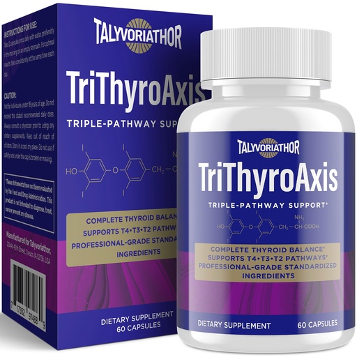 [BRSREZ3RDIGQ22D3] Thyroid Support Supplement for Women & Men – Professional T4, T3, T2 Triple-Pathway – Metabolism & Energy – with L-Tyrosine, Selenium, Ashwagandha & Guggul Extract – Standardized Herbs – 60 Capsules
