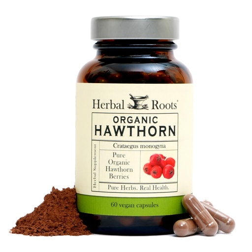 [BRSWYBA5BF7BGCLD] Herbal Roots Organic Hawthorn Berry Capsules | Extra Strength 1,200mg per Serving | 60 Vegan Capsules