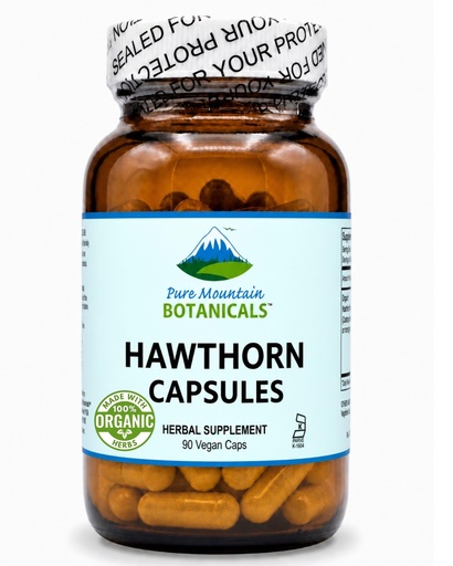 [BRSWKZQ3A4PRUHD2] Pure Mountain Botanicals Hawthorn Berry Capsules - 1000mg Organic Hawthorn Supplement per Serving - 90 Vegan Caps - Hawthorne Berry for Heart and Cardiovascular Wellness Support