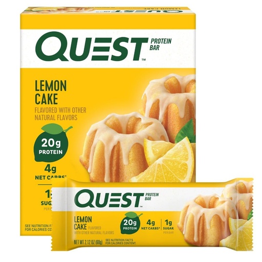 [BRSREY34DICQGCI4] Quest Nutrition Lemon Cake Protein Bars, High Protein, Low Carb, Gluten Free, Keto Friendly, 4 Count