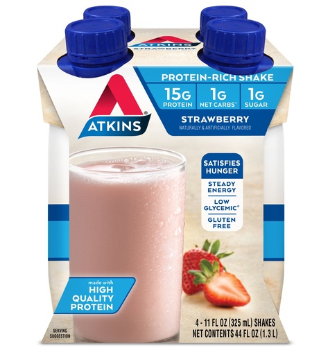 [BRSWIZTRBF4WG334] Atkins Gluten Free Protein-Rich Shake, Strawberry, 4 Count