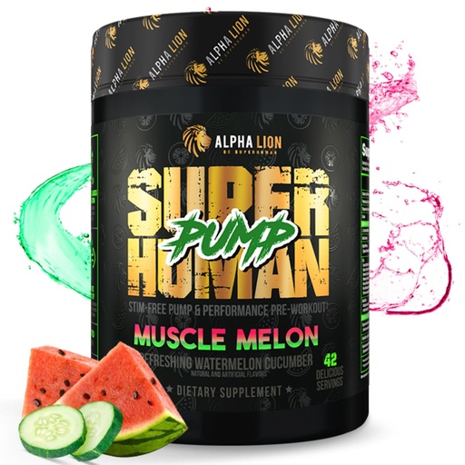 [BRSRMZD5BMJRGC37] ALPHA LION Superhuman Pump Pre Workout Powder, Caffeine Free & Stim Free Preworkout Supplement, Nitric Oxide Booster, Muscle Gainer, Energy & Focus (42 Servings, Muscle Melon Flavor)