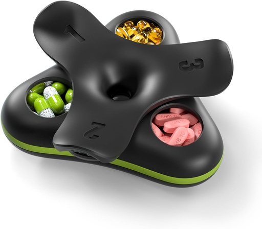 [BRSRMAYEBYMWYA32] Tờ Daily Pill Box Organzer 3 lần một ngày, Travel Small Pill Case, 3 so sánh với Compact Pill Sucker, Portable Pill Holder cho vitamin, Y tế, bổ trợ, dầu cá, đen