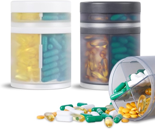 [BRSROAYQOEBQAHTA] 2 Pack KIGI Large Capacity Medicine Organizer and Pill Case with 4 Compartments