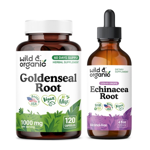 [BRSRGHAFO4MGGDI4] Wild & Organic Goldenseal 120 Capsules & Echinacea Tincture 4 fl oz