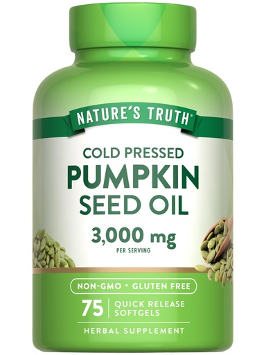 [BRSRAYYOCIPA2CIU] Nature's Truth Pumpkin Seed Oil | 3000mg | 75 Softgels | Cold Pressed Herbal Supplement | Non-GMO & Gluten Free Supplement