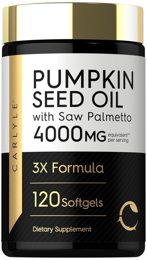 [BRSRG237PMCQMAY7] Carlyle Pumpkin Seed Oil with Saw Palmetto 4000 Mg | 120 Softgel Capsules | for Men & Women | 3X Formula with Biotin | Non-GMO, Gluten Free Supplement