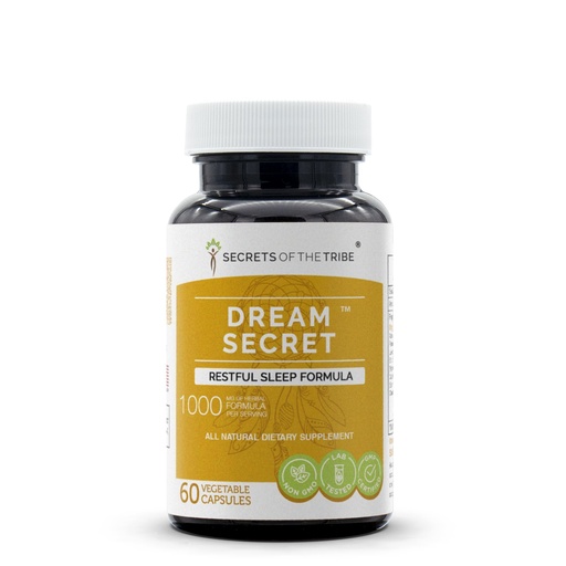 [BRSWGALQOVYW2ADA] Secrets of the Tribe Dream Secret 60 Capsules, 1000 mg, Valerian, Passionflower, Lavender, St. John's Wort, California Poppy, Chamomile (60 Capsules)