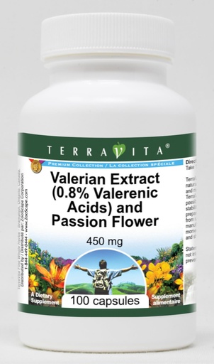 [BRSWGZADBUFWADLO] Valerian Extract (0.8% Valerenic Acids) and Passion Flower - 450 mg (100 Capsules, ZIN: 511272) - 3 Pack