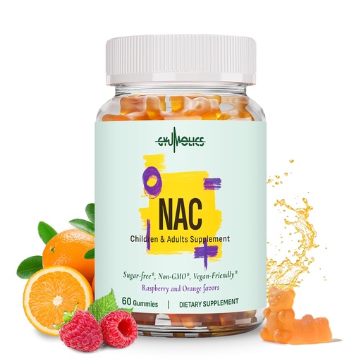 [BRSREGAPCUIQO3TL] NAC Supplement 1000mg for Adults & 500mg for Kids, N-Acetyl Cysteine Supplement Gummies, Synergistic Antioxidant, Vegan, Sugar-Free 60 Gummies