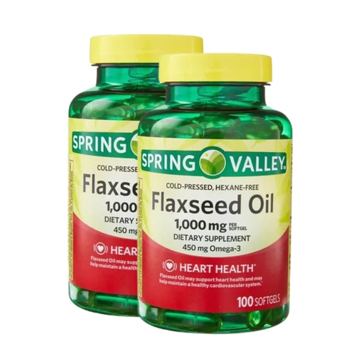 [BRSROH36BV5RUDTO] Flaxseed Oil 1000mg – 100 Softgels, Cold-Pressed Organic Flax Seed Oil, Omega 3-6-9 Supplement, Hexane-Free Flax Oil Softgels, Daily Flax Seed Supplement (Pack of 2)
