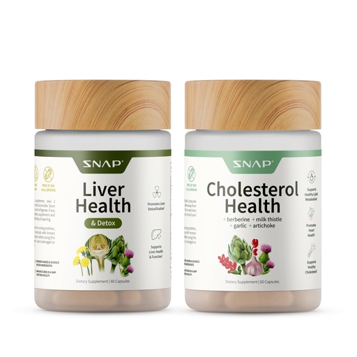 [BRSREGATPN7AYFLA] Snap Supplements Liver Health & Cholesterol Health Supplement Bundle with Milk Thistle, Resveratrol, Dandelion to Support Liver, Digestive and Metabolic Health, 60 Capsules Each (30-Day Supply)