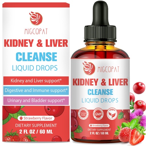 [BRSREFQCCR5B43L7] 29-in-1 Kidney and Liver Cleanse Detox & Repair Drops, High Absorption Cranberry and Milk Thistle Supplement, Natural Herbal Daily Detox Support for Kidney, Liver, Urinary Tract, Bladder, 60ml