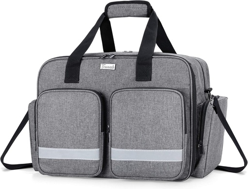[BRSWYHD5CEPQO3D3] Trunab Medical Bag - Empty First Aid Bag for Nurse, Doctor, Paramedic - Home Care Nurse Bag with Padded Layer for Laptop - Patented Design - Grey