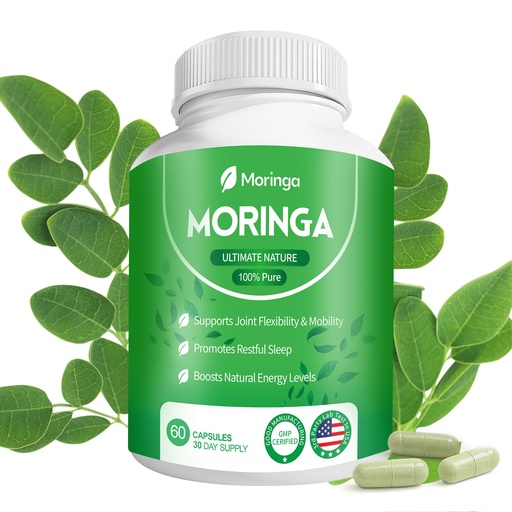 [BRSREFIYAV7BOG3L] Moringa Capsules 800mg - Pure Moringa Powder Supplement for Energy, Immune, Skin & Gut Health - Caffeine-Free, Non-GMO Green Antioxidant Superfood 60 Vegan Capsules