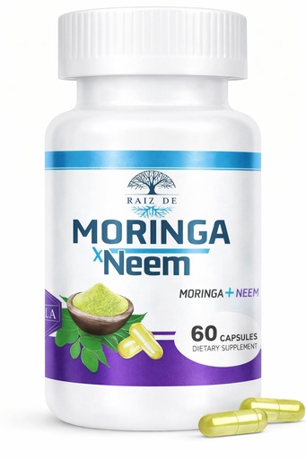 [BRSREYIBO4PAI2Y7] Organic Neem & Moringa Leaf Powder Capsules | Green Superfood Supplement | Herbal Detox, Vegan, Non-GMO | Skin Health, Immune & Digestive Support | Natural Energy Boost | 60 Organic Moringa Capsules