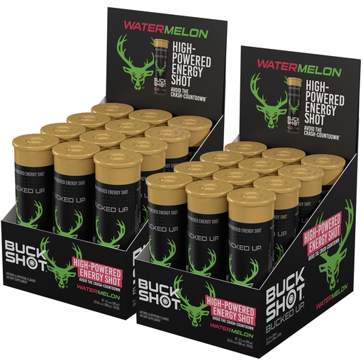 [BRSREZYFDEIWADTB] Bucked Up Buck Shot Energy Drink Shots | 200mg Natural Caffeine with Nootropic Blend | Non GMO Gluten Free Third Party Tested | Energy Focus Supplement | 24 Pack, 2x Cases of 12 | (Watermelon)
