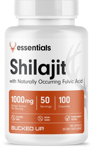 [BRSRGBT7PIAQ2HQU] Bucked Up Shilajit 1000mg | 20:1 Extract with 20% Fulvic Acid | Non GMO Gluten Free Third Party Tested | Mineral Rich Supplement Capsules (100 Capsules, 50 Servings)