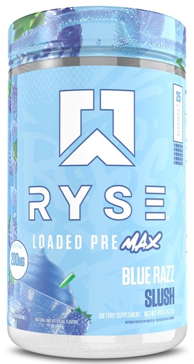 [BRSRGATRCNYWCDIU] Ryse Loaded Pre Max Pre Workout Powder - Blue Razz Slush - 300mg Dual-Phase Caffeine for Sustained Energy for Men & Women - L-Citrulline, PeptiPump & Alpha-GPC for Power, Pumps & Focus - 25 Servings