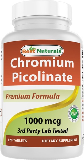 [BRSWIBY3DIARWEA5] Best Naturals Chromium Picolinate 1000 mcg 120 Tablets