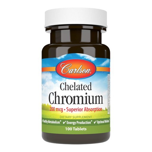 [BRSWIEIYOQGBGEA7] Carlson Chelated Chromium 200 mcg Superior Absorption - Healthy Metabolism Energy Production & Optimal Wellness - 100 Tablets