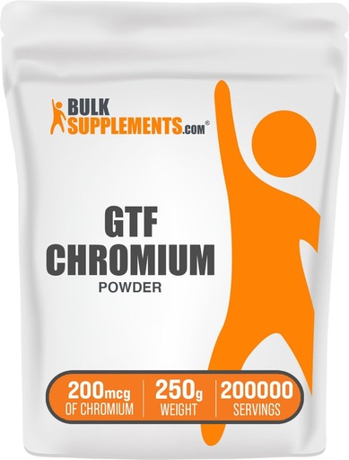 [BRSROZY3DF7AYHL2] BulkSupplements.com Chromium GTF Powder - Chromium Polynicotinate - Gluten Free & Yeast Free, 1.25mg per Serving (200mcg), 250g (8.8 oz) (Pack of 1)