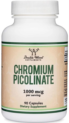[BRSREAT3DENWEFIY] Chromium Picolinate 1000mcg - High Absorption and Bioavailability (90 Vegan Safe Capsules, Non-GMO, Gluten Free) by Double Wood Supplements