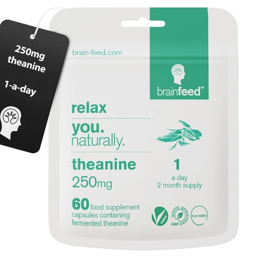 [BRSW2GQRDN6RYEY7] Pure L theanine Supplement (60) | 250mg l theanine Capsules – 1 a Day | Stress Relief Supplement & Calm aid | GABA Supplement Support | Lab-Tested | Vegan