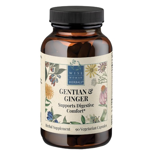 [BRSWIZ34AIOGOEDC] Wise Woman Herbals Gentian & Ginger Capsules, Pure Non-GMO, Herbal Digestive Bitters, Relieves Indigestion, Bloating, Gas & Upset Stomach, Supports Appetite, Gut & Liver Health, 90 Veg Caps