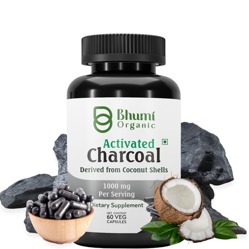[BRSREYAHAEIQMDYU] Coconut Based Activated Charcoal 500 mg, 60 Veg.Capsules,