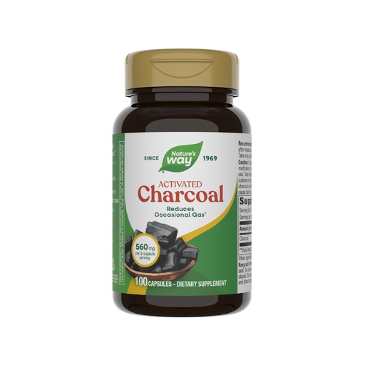 [BRSWIYT7B4FAK3L4] Nature's Way Activated Charcoal Supplement Gluten-Free 100 Capsules (Packaging May Vary)