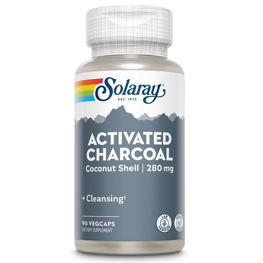[BRSWIYQ5BYCGMDYZ] SOLARAY Activated Charcoal Supplement - 280mg per Serving, Coconut Source, for Men & Women, Inner Cleansing & Digestive Tract Support for Adults, Non-GMO, Vegan, & Lab Verified - 90 Count VegCaps