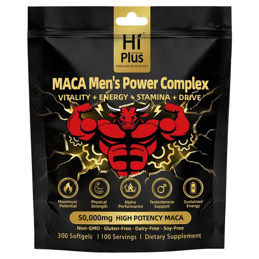 [BRSRGZATAQPGK23G] Maca Root Capsules for Men 20,000mg, Men's Testosterone Booster,Supports Energy, Stamina, Muscle Recovery & Prostate Health - Non-GMO, Gluten Free, 300 Count