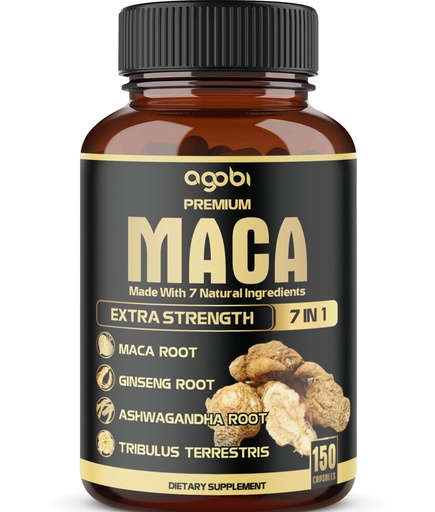 [BRSWYAT4BMCGCDQ2] 7in1 Premium Maca Root Capsules - with Ashwagandha, Ginseng, Tribulus, Shilajit, Shatavari & Black Pepper - Natural Energy, Performance & Mood Support - 150 Counts for 5 Months