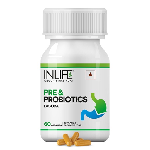 [BRSWIGQ2AYFRSGT4] INLIFE Prebiotic Probiotic Supplement, 6 Strains, Gut Health, 60 Capsules