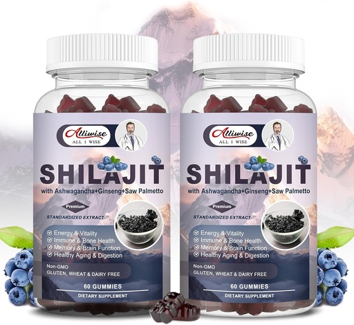 [BRSROAL4BAPGAHLB] Shilajit Gummies for Men & Qadınlar, Shilajit Pure Himalayan Original Multi-Supplement, Shilajit Ashwagandha & Energy, Strength & Immunity üçün Trace Minerals & Fulvic Acid Yüksək, 60 Xidmət