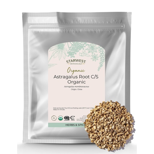 [BRSWICANBR7GEALA] Starwest Botanicals Organic Astragalus Root - Dried Herb for Tea, Cut & Sifted, Certified Kosher, Non-GMO - Bulk 1 lb Bag